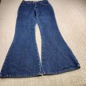 Vintage Bell Bottom Jeans Women 9 Flare Leg Rave 4 Real Denim Mid Rise Boho Blue